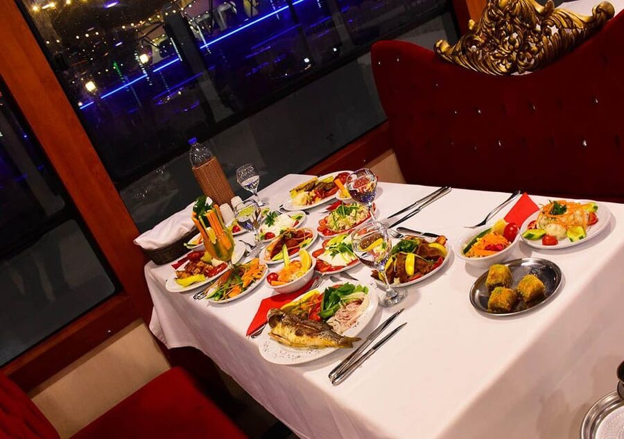 All Inclusive; Istanbul Bosphorus Dinner Cruise w/live shows - Istanbul at night, seen from the Bosphorus