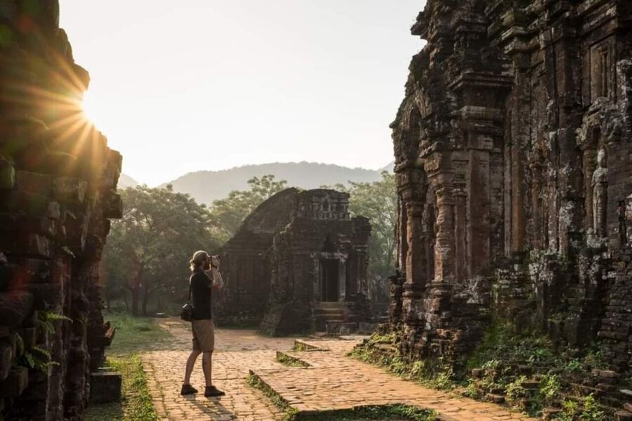 Amazing My Son Sunset & River Cruise Tour From Hoi An/DaNang - Walking through My Son’s Champa sanctuary