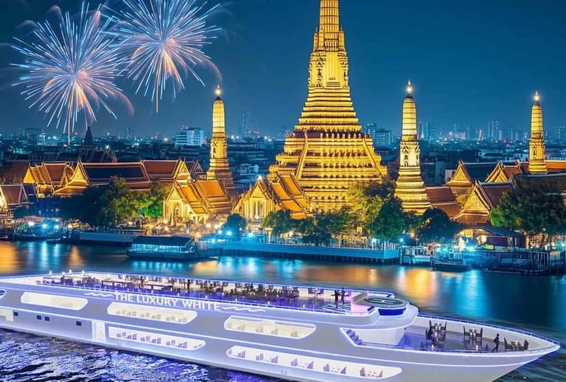 Bangkok: White Orchid Chao Phraya Dinner Cruise free Beer - Watching Bangkok’s river sights from the boat