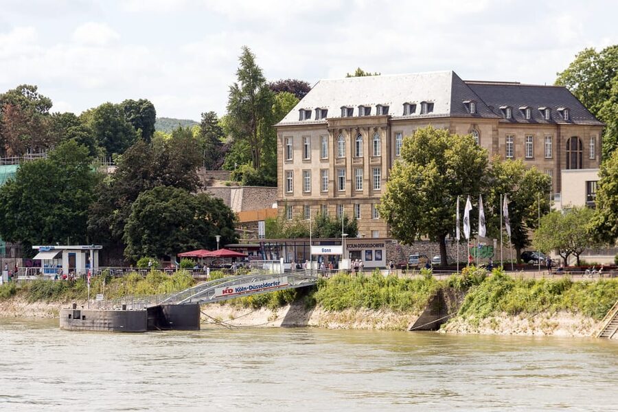 Bonn: Evening Sightseeing Cruise on the Rhine River - The Post Tower after sunset