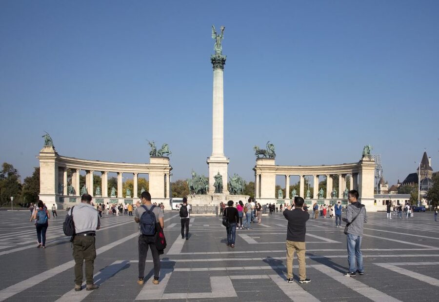 Castle District & Pest Driving Tour with Danube River Cruise - Pest landmarks from the vehicle