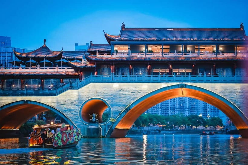 Chengdu: JinJiang River Night Cruise Tickets - Anshun Covered Bridge under the lights