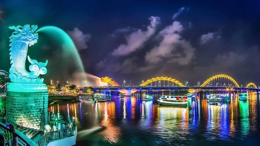 Da Nang By Night & Han River Dragon Cruise with a local food - The bamboo dragon cruise beneath three bridges