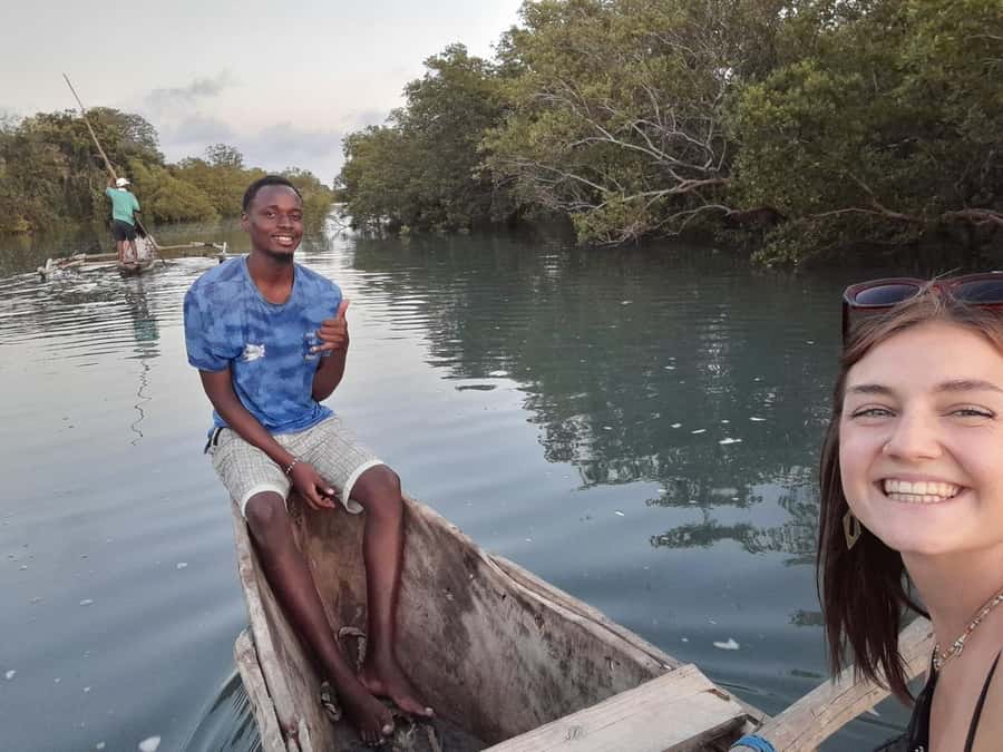 Diani: Sunset Cruise along Kongo River on Wooden Canoe boat - The 15-minute tuk-tuk ride to Kongo Beach