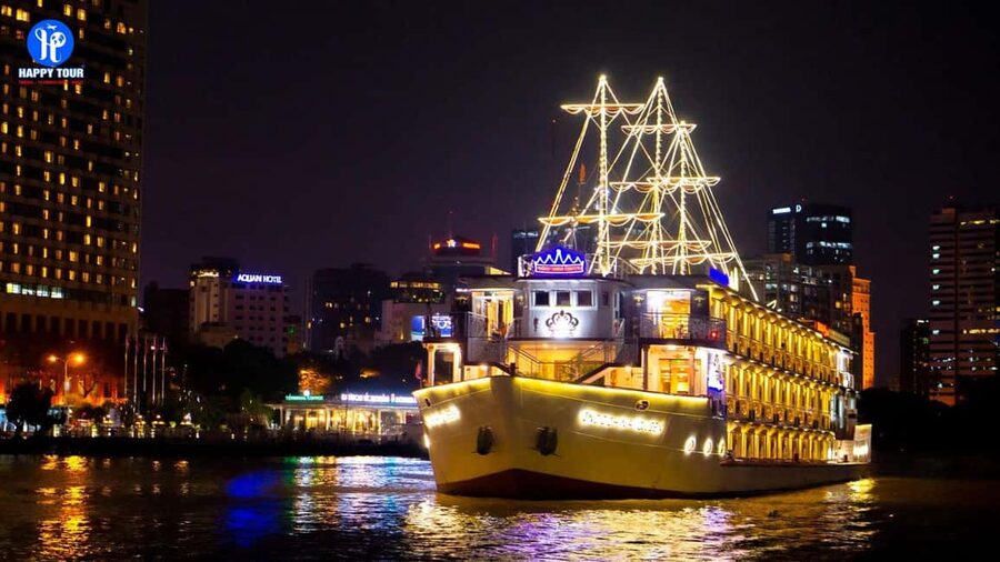 From Ho Chi Minh: Private Dinner Cruise on Saigon River Tour - The city lights from the upper deck