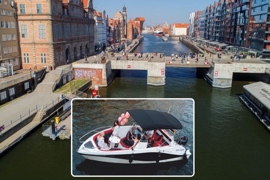 Gdańsk: Motlawa River Yacht Cruise - An open yacht in changing weather