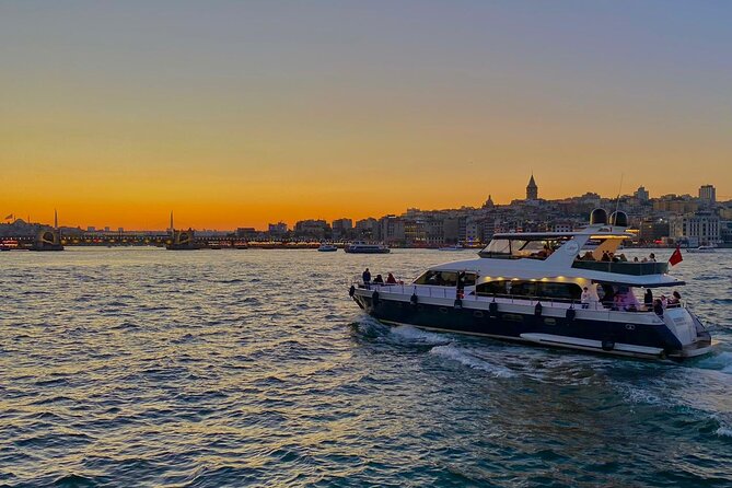 Guided Bosphorus Sunset Cruise on Luxurious Yacht - Small Group Cruise - Under the Bosphorus Bridge between two continents