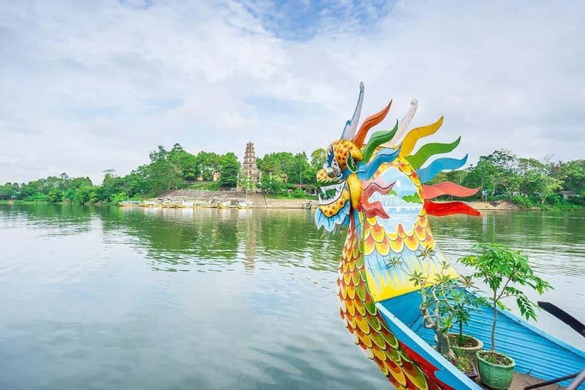 Hue: Dragon Boat, Perfume River, Pagoda & Royal Tomb Tour - Thien Mu Pagoda and the river landing