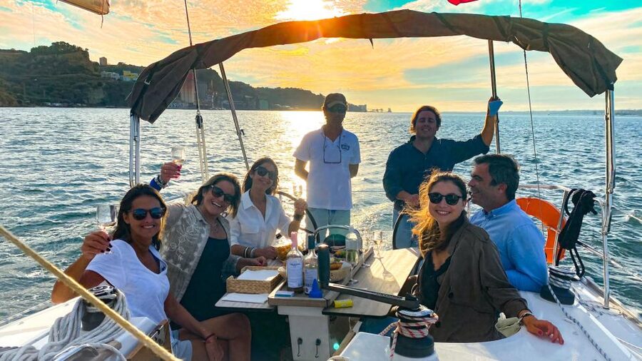 Lisbon: Luxury Private Sailing Boat Cruise on River Tagus - Passing under the 25th April Bridge
