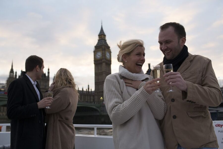 London: River Thames Evening Cruise with Bubbly and Canapés - The first glass and the first stretch of river