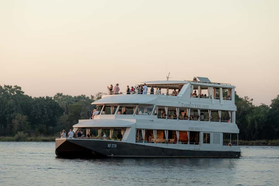 Victoria Falls: 2-Hour Luxury Zambezi River Sunset Cruise - Cruising upstream with the river in view